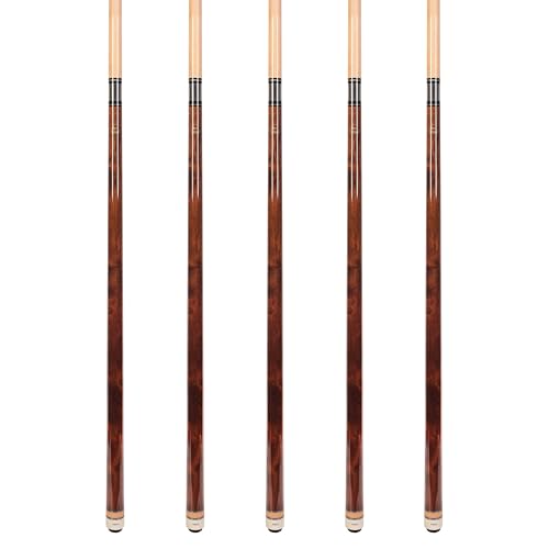 ASKA Set of Wrapless 2-Piece Billiard Pool Cue Sticks L3, 58" Hard Rock Canadian Maple, 13mm Hard Leather Tip, Choice of Colors - style: 5 Brown