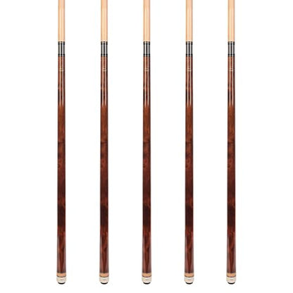 ASKA Set of Wrapless 2-Piece Billiard Pool Cue Sticks L3, 58" Hard Rock Canadian Maple, 13mm Hard Leather Tip, Choice of Colors - style: 5 Brown