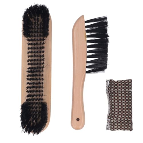 Wooden Billiards Pool Table Brush Set - Wood Handle Rail & Felt Cleaner with Soft Nylon Burshes for Home, Bar & Game Rooms - color: Wood