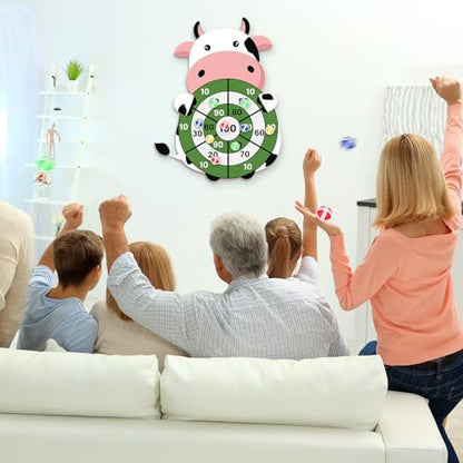HyDren Cow Dart Party Game Farm Dart Party Favors 31x24 Cow Dart Board with 12 Sticky Balls Toys Farm Game Party Decorations Animal Birthday Party Gift for Indoor Outdoor Game - style: Cow