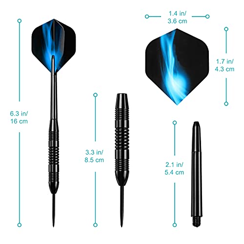 Accmor Darts Metal Tip Set, 12 Pack Steel Tip Darts Darts Set, 24 Grams Professional Metal Darts - color: Black Fire