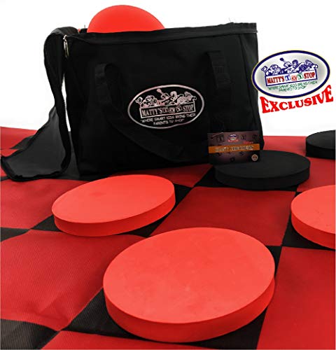 Matty's Toy Stop Deluxe Giant Checkers (Indoor/Outdoor) Game with 6" Foam Discs, 48" (4 feet x 4 feet) Game Mat and Storage Bag