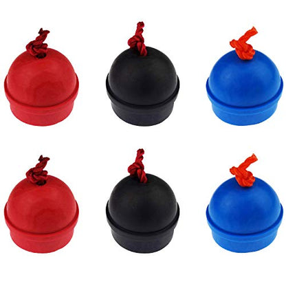 6 Pack Rubber Pool Billiard Cue Chalk Holders with Cord, 3 Colors