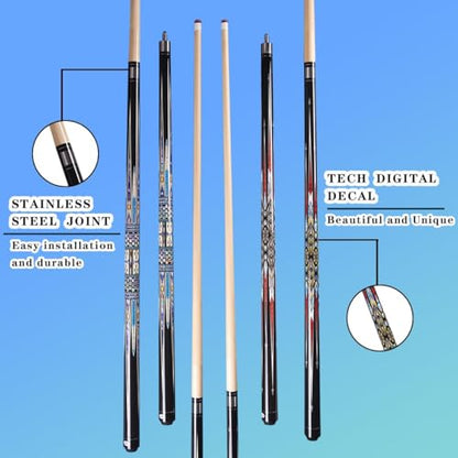 Canadian Maple Pool Cue Stick, Stainless Steel 5/16" X 18 Joint, 58 Inch 13mm Tip Billiard Pool Cue Stick, 19 20 oz, 2-Piece Pool Cue Stick for Beginner, Commercial Home Entertainment - color: Model B(19oz)(20oz)