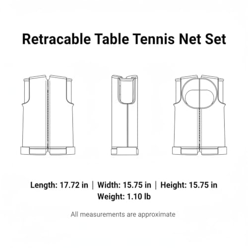 Retractable Table Tennis Net Set, Tool-Free Clamp Design for Dining & Office Tables, Portable ABS Plastic Ping Pong Net with Posts - color: Black