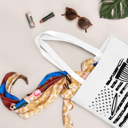 NIENIE Disc Golf Patriotic Day Tote Bag for Women Shopping Bags Reusable Large Capacity Casual Shoulder Handbags DIY Gift Bags Cute Canvas Tote Bag