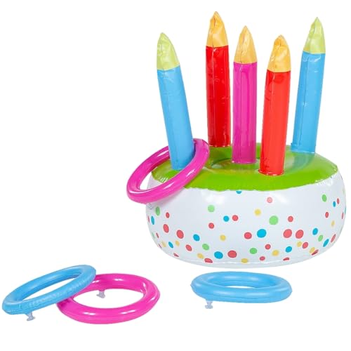Multicolor Inflatable Vinyl Cake Ring Toss Game - 1 Set - Fun Party & Outdoor Activity for Kids & Adults