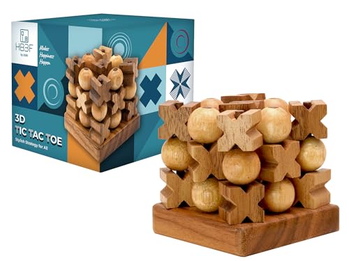 BSIRI 3D Wooden Tic Tac Toe Rustic Coffee Table Decor Unique Gifts for Special Occasions Fun for Adults in Strategic Game Night Family Games - style: 3D Tic Tac Toe