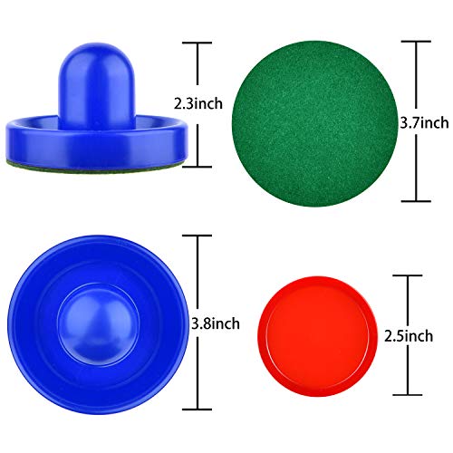 Coopay Air Hockey Pushers and Pucks, Air Hockey Paddles with Felt Bottoms, Goal Handles Paddles Replacement Accessories with a Drawstring Bag for Game Tables (4 Striker, 8 Red Puck Pack) - color: Blue, Green, Yellow, Purple