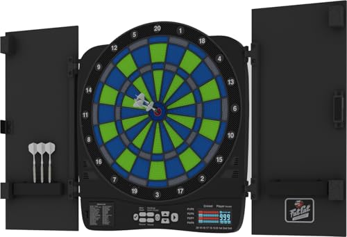 Fat Cat Rega Electronic Dart Board with LED Lights, Electric Dart Board Cabinet for Adults, 13.5" Soft Tip Dart Board, 48 Games
