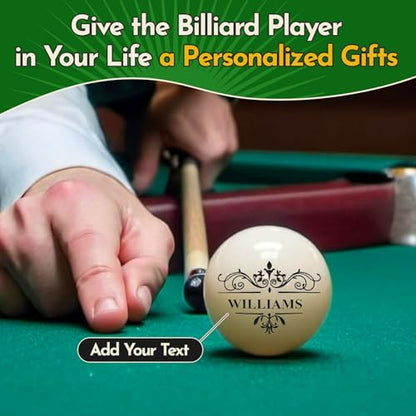 Personalized Billiards Cue Ball with Pouch, Engrave Text or Logo, Custom Monogram 57mm Cue Ball, Birthday Gifts for Dad, Husband, Billiards Player, Billiards Lover, Wedding Father's Day Gifts