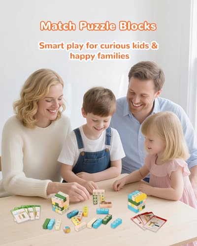 Wooden Stacking Tower Game for Kids & Adults – Educational Wooden Stacking Blocks Puzzle Game for Kids Ages 3+, Fast-Paced Family Fun for Party, Classroom & Kid Games
