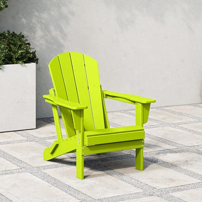 WestinTrends Malibu HDPE Outdoor Patio Folding Poly Adirondack Chair, Lime - color: Lime, size: 1 Chair