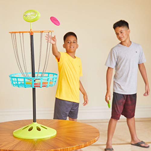 Wham-O Mini Frisbee Golf Set, 28-inch Tall Frisbee Golf Target with 6 Mini Discs, Portable Disc Golf Starter Toy Set for Indoor and Outdoor