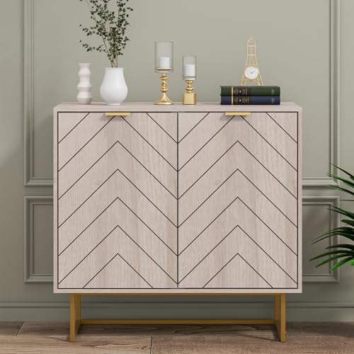 Scurrty 31.5" Natural Sideboard Buffet Cabinet, Cabinet with Doors & Adjustable Shelf for Living Room & Kitchen, Log Color - color: Log Color, size: 2 Doors