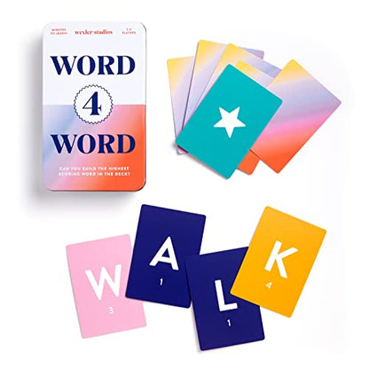Galison Wexler Studios Word 4 Word – Fun Spelling Card Game for Adults and Kids Perfect for Travel and Family Game Night, 2-4 Players - style: Word 4 Word