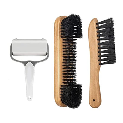 Billiards Table Cleaning Brush Set with Roller and Wooden Handle for Pool Table Maintenance- Brown 3PCS - color: Brown 3PCS