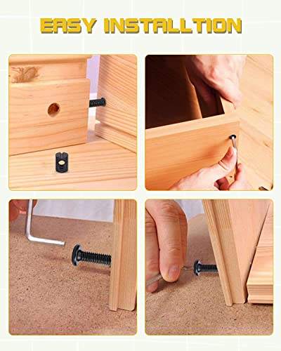 Crib Screws Bolts Hardware Replacement Kit, 28 Set M6 Bolts &Barrel Nuts for Bed Frame,Furniture,Chairs and Cabinets - M6x20/40/60/80mm Hex Drive Socket Cap Screws Assortment - size: Black-28 Set