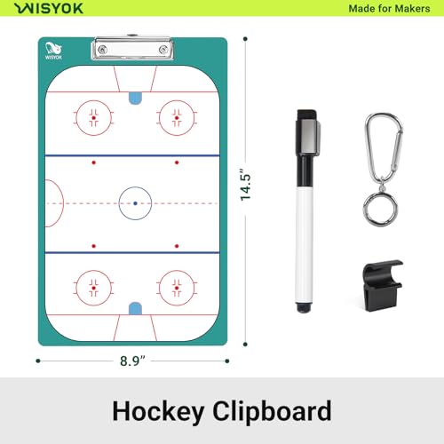 WISYOK Double-Sided Hockey Dry Erase Clipboard for Coaches, Whiteboard, Coach Lineup Board with Marker - style: Hockey