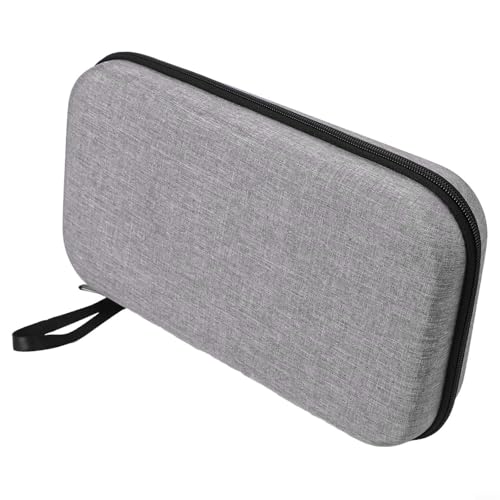 Table Tennis Racket Case, Hard EVA Shell Bat Bag with Soft Lining, Holds 2 Paddles and 6 Balls, Portable Storage Box with Zipper for Training, Competition and Travel(Grey)
