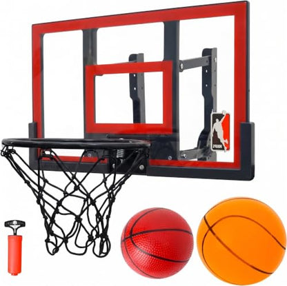 Efficraft Mini Basketball Hoop, Adjustable Indoor Wall Mount, Silent Ball | 7 Level Adjustable Height, Quiet&Bounce Dual Ball Set, Shatter Resistant pc Backboard, Spring Metal Rim, Metal Bracket - color: Red, size: Small