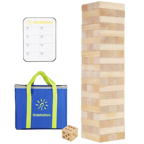 Tumbling Tower Game - 3.3 FT 60 Premium Wood Blocks Outdoor Stacking Game for Family & Adults with Carry Bag, Perfect for Backyard Lawn Camping Party BBQ - size: Medium Size