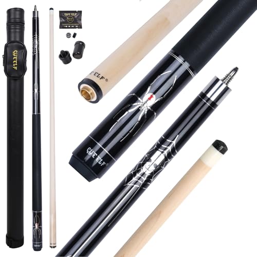 CUEELF Pool Cue Stick for Adults Professional Low Deflection Shaft Billiard Stick 12.5mm Tip Canadian Maple Pool Cue Stick with Titanium Alloy Joint - color: SPD-X-BLACK-SET, size: 19.5 oz