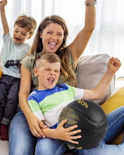 KAAYEE Engraved Basketball for Grandson, Engraved Basketball for Son from Mom Dad, Personalized 29.5" Basketballs Gifts, Custom Christmas Birthday Graduation Back to School Gift for Son from Mom Dad - color: Black-Mom to Son