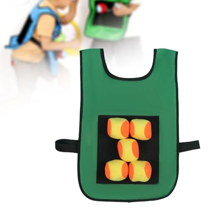 Dodgeball Game Toss Soft Toy Balls Playground Game Toy Sticky Ball Vest Target Ball Vest for Camping Indoor Backyard Outside - color: green and kids