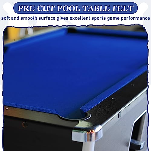 Mixweer Billiard Cloth for 8 ft Pool Table Pre Cut Felt with 6 Cloth Strips and 6 Pool Table Rubber Bumpers for Bars, Clubs, Hotels Replacement - color: Blue