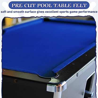 Mixweer Billiard Cloth for 8 ft Pool Table Pre Cut Felt with 6 Cloth Strips and 6 Pool Table Rubber Bumpers for Bars, Clubs, Hotels Replacement - color: Blue
