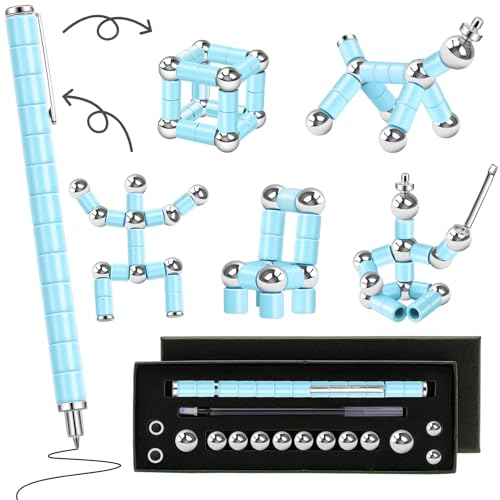 Fidget Pens Gifts for Teen Boys: Fathers Dad Gifts Office Desk Accessories for Men Women, Unique Birthday Gift for Teenage Girls, Cool Gadget Stuff Stress Relief Toys for Adults Office Worker Desk Toy - color: Funny Blue