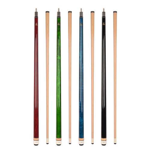 ASKA Set of Wrapless 2-Piece Billiard Pool Cue Sticks L3, 58" Hard Rock Canadian Maple, 13mm Hard Leather Tip, Mixed Weights and Colors - style: Set of 4 Sticks
