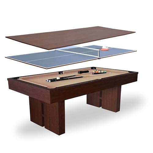 7 FT Pool Table with Dining Top, 3-in-1 Combo Game Table Billiards, Ping Pong and Dining Table. NEW & Improved Design 2026!