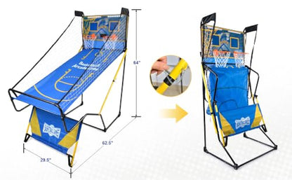 Basketball Arcade Game, Arcade Basketball Game, Foldable Indoor Basketball Game, Dual Shot, LED Electronic Scoreboard, 4 Balls and Hand Pump, Family Game Room Play
