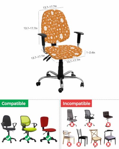Savannan Office Chair Cover, Thanksgiving Fall Maple Leaf Seamless Protective Stretch Elastic Universal Cover for Desk Task Chair,Computer Rotating Chair 1 Pcs Orange Linen Illustration Art