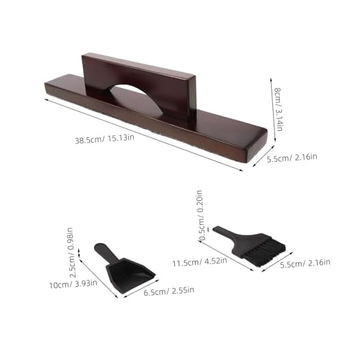Shuffleboard Table Cleaning Kit with Sand Brush and Dustpan Set, Portable Shuffleboard Court Broom for Table Maintenance, Wine Red Handle, Home and Bar Game Room Accessory