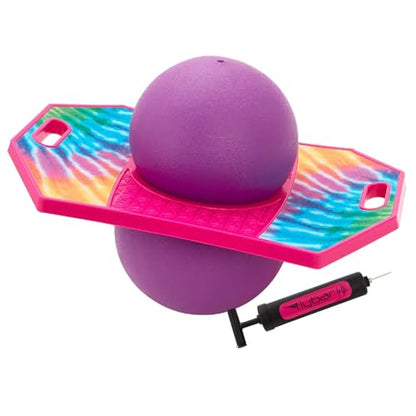 Flybar LED Pogo Trick Ball for Kids Balance Bounce Board w/Anti-Slip Deck - color: Tie Dye