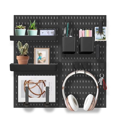 Wall Organizer Peg Board - Elevate And Declutter Your Gaming And Office - Create A Perfectly Structured Space(Black) - color: Black