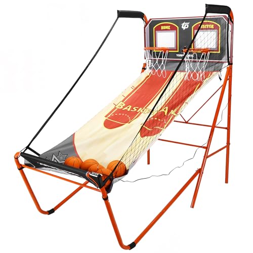 Basketball Arcade Game Machine LED Electronic Scoring Indoor Arcade Basketball Hoop with 5 Size 7 Inch Balls for 2 Players Kids Adults Player