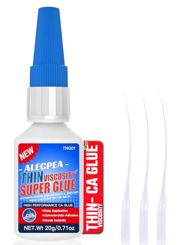 20g Thin CA Glue (2-3 CPS), 2-5 Second Cure Time - Ideal for Hobbies and Precision Work: Woodworking, Model Making (Cars, Airplanes), Pen Turning, Inlays, and Surface Stabilization - size: 20g/1Pack, style: Thin CA Glue