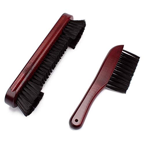 GSE Games & Sports Expert 2-Piece Solid Wood Billiard Pool Table Brush and Rail Brush Set, Billiards Pool Table Cleaning Tools - color: Mahogany