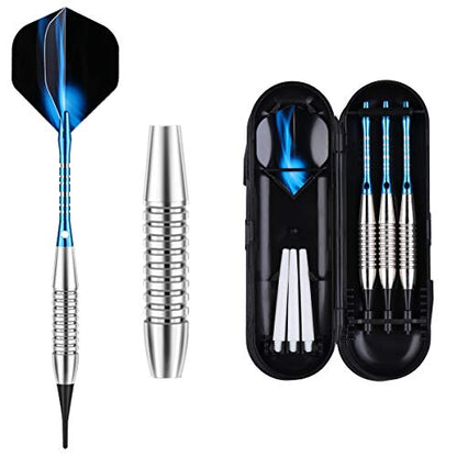 Darts Plastic Tip Set - 18g 21g Colorful Rainbow Soft Tip Darts 50 Anti-Loose O-Rings 6 Shaft (Aluminum/Nylon 45mm) 6 Durable Flights Extra 50 Soft Tips Electronic Dartboard - color: Blue-DARTB