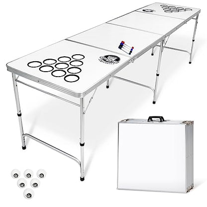 GoPong 8 Foot Portable Beer Pong/Tailgate Tables (Black, Football, American Flag, or Custom Dry Erase) - color: Custom Dry Erase