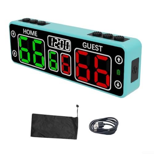 Rechargeable Electronic LED Scoreboard with ABS Housing, Magnetic Back and Wall/Table Mount Options, 6 Rubber and 4 Touch Buttons for Scoring and Timing, Up to 24 Hours Use(green)