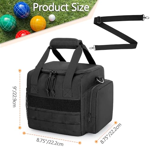 DSLEAF Bocce Ball Carry Bag for 8 Balls, Bocce Ball Storage Bag with Padded Handle and Detachable Shoulder Strap for Easy Carrying(Only Bag, Not Including Balls)
