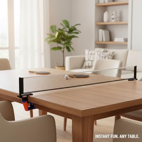 Retractable Table Tennis Net Set, Portable Clip-On Ping Pong Net for Flat Surfaces, Tool-Free Setup with Durable PP Construction - color: Orange