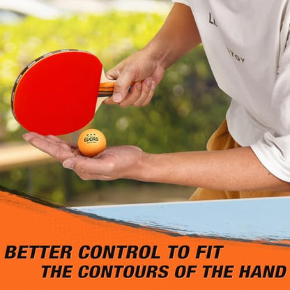 Portable Ping Pong Paddles Set of 2 with Table Tennis Net and Balls | 2‑Player Ping Pong Paddles Set with 3‑Star Balls, Retractable Net and Portable Case, Perfect for Family Games