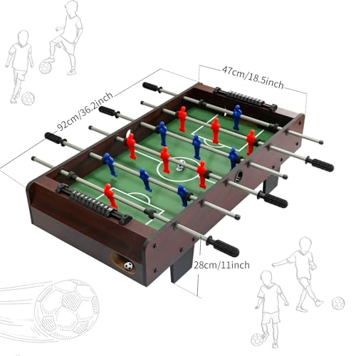 36 Inch Tabletop Foosball Game Set, Table Football, Tabletop Football Games, Durable Soccer Kit for Adults, Children, Families and Playrooms, Easy to Store