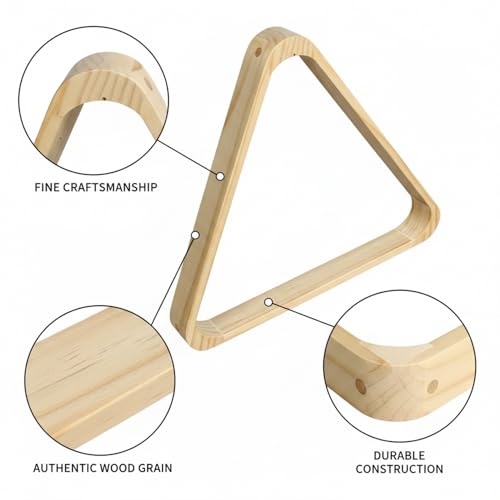 Solid Wood Billiard Triangle Rack for Standard Pool Balls - Durable Wooden Frame for 8-Ball & 9-Ball Games - color: Silver